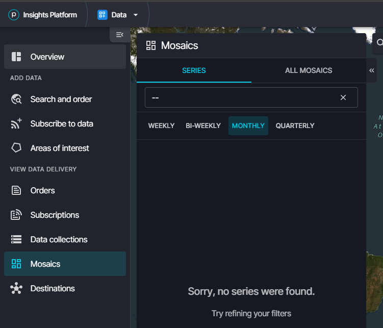 Individual mosaics shown in the Planet Insights Platform