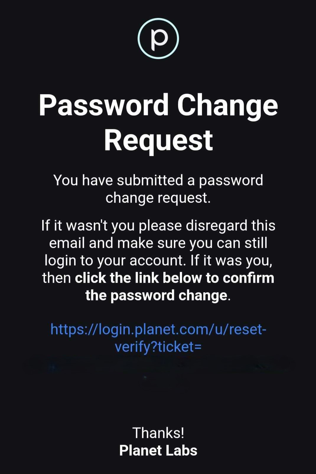 Password change confirmation email