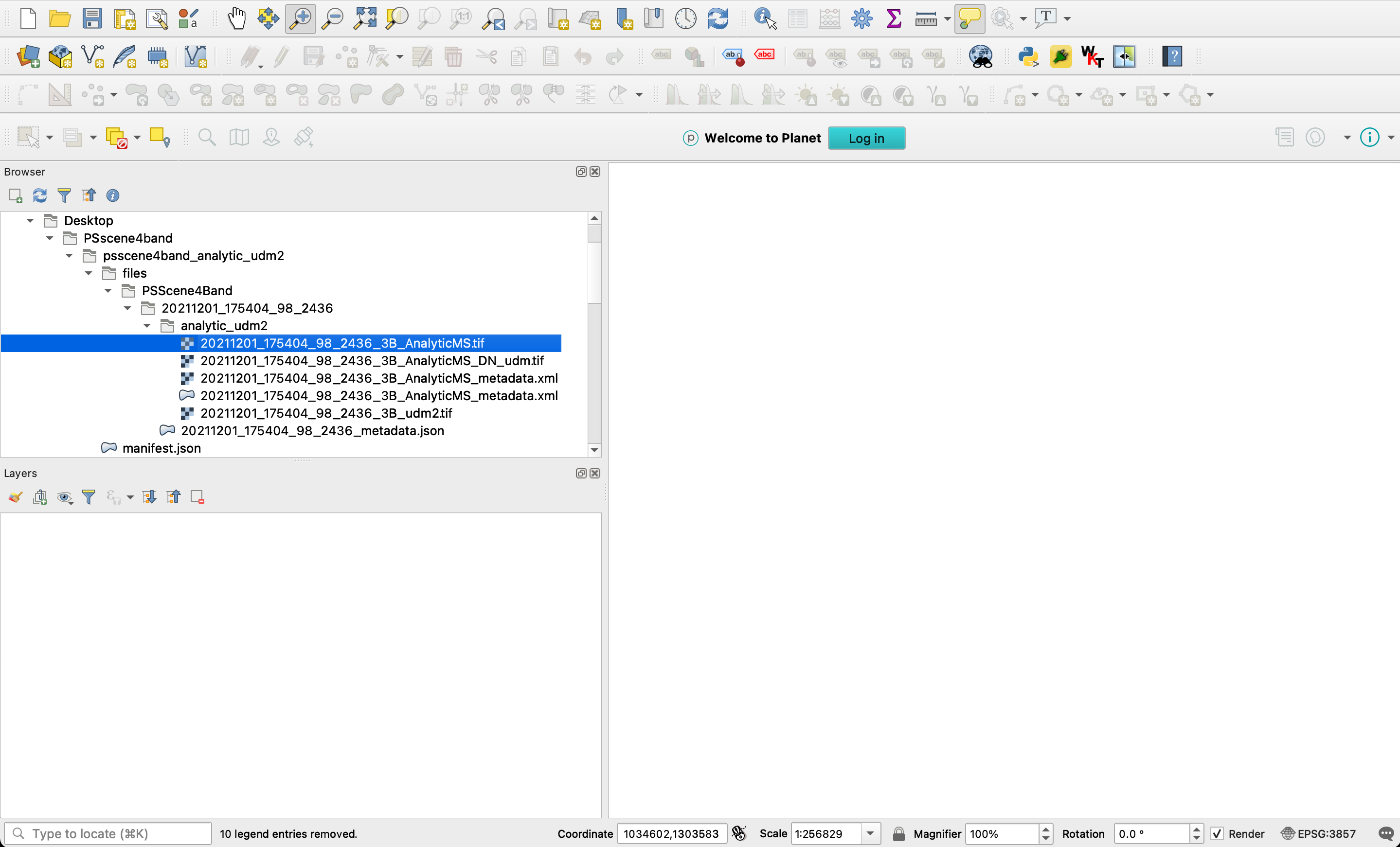 Downloaded file in the QGIS Browser panel