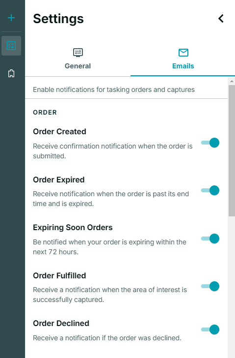 Email notification preferences on the Emails tab